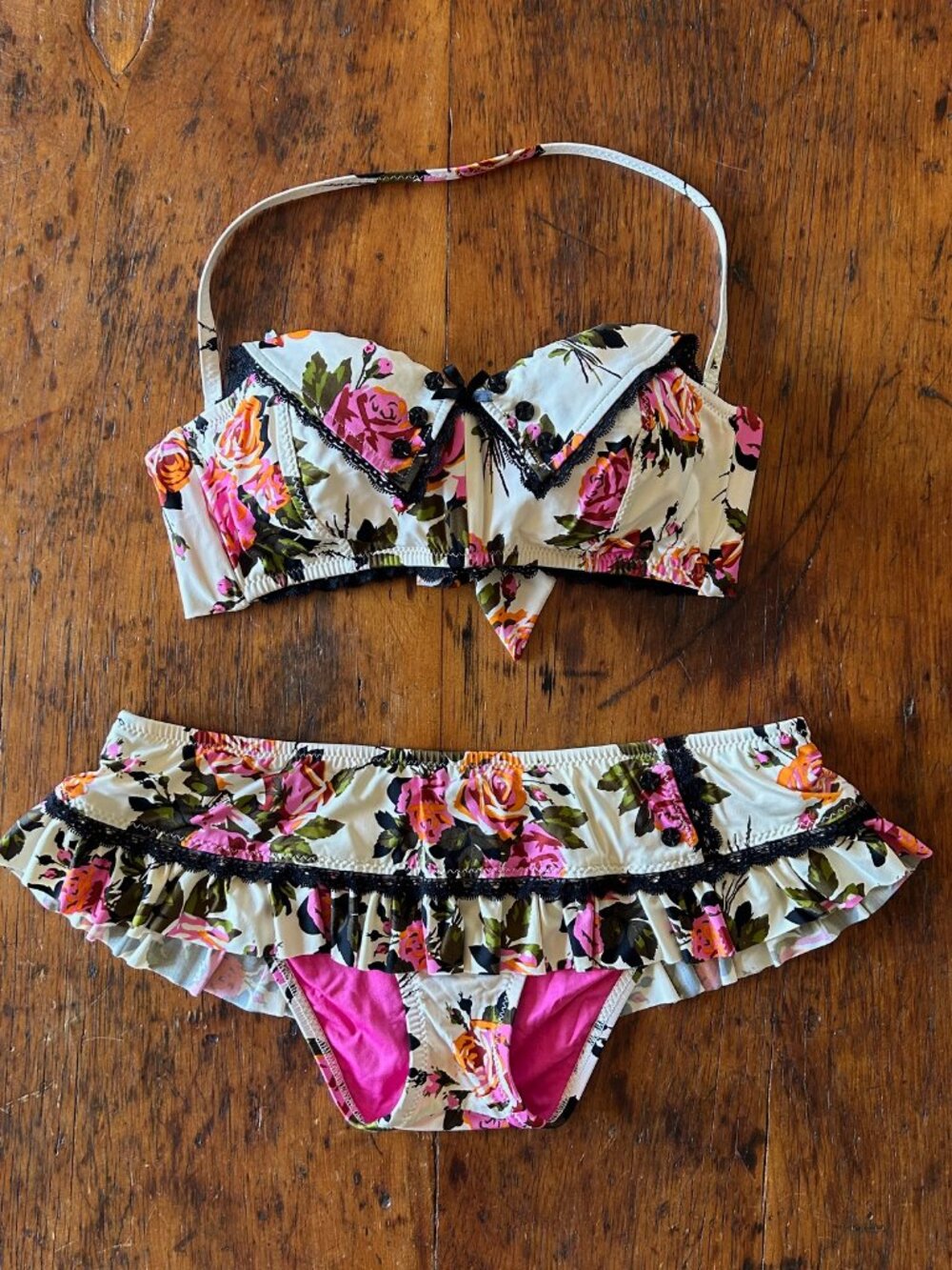 Vintage Betsey Johnson Floral Bikini Set
